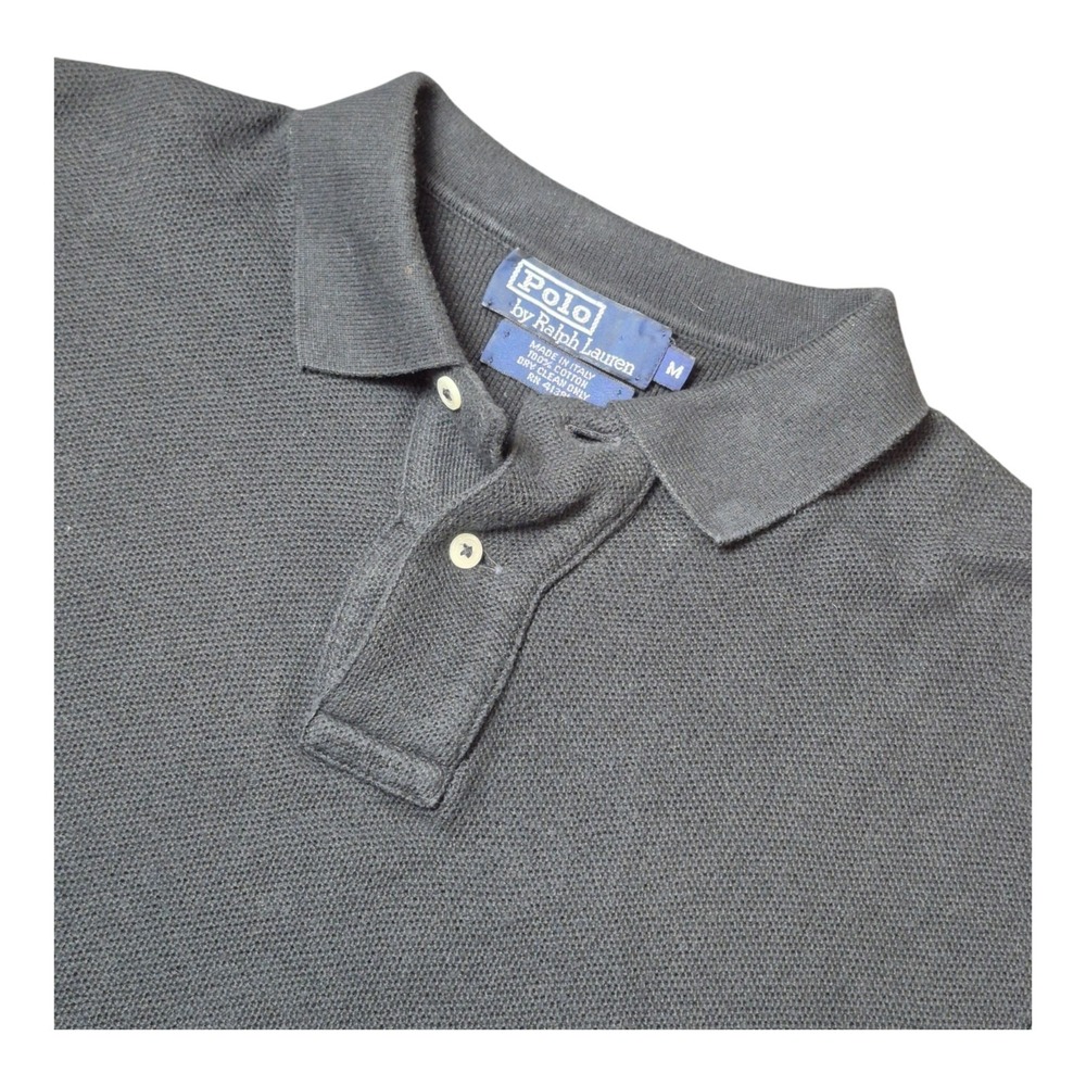 VTG‎ Polo Ralph Lauren Men's M Black Pique Knit Polo Shirt Italy 90s Preppy